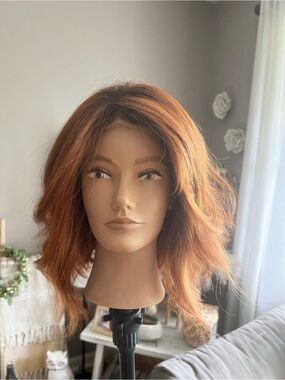 Monofilament Short Wavy Copper-Red Wig - Natural Volume
